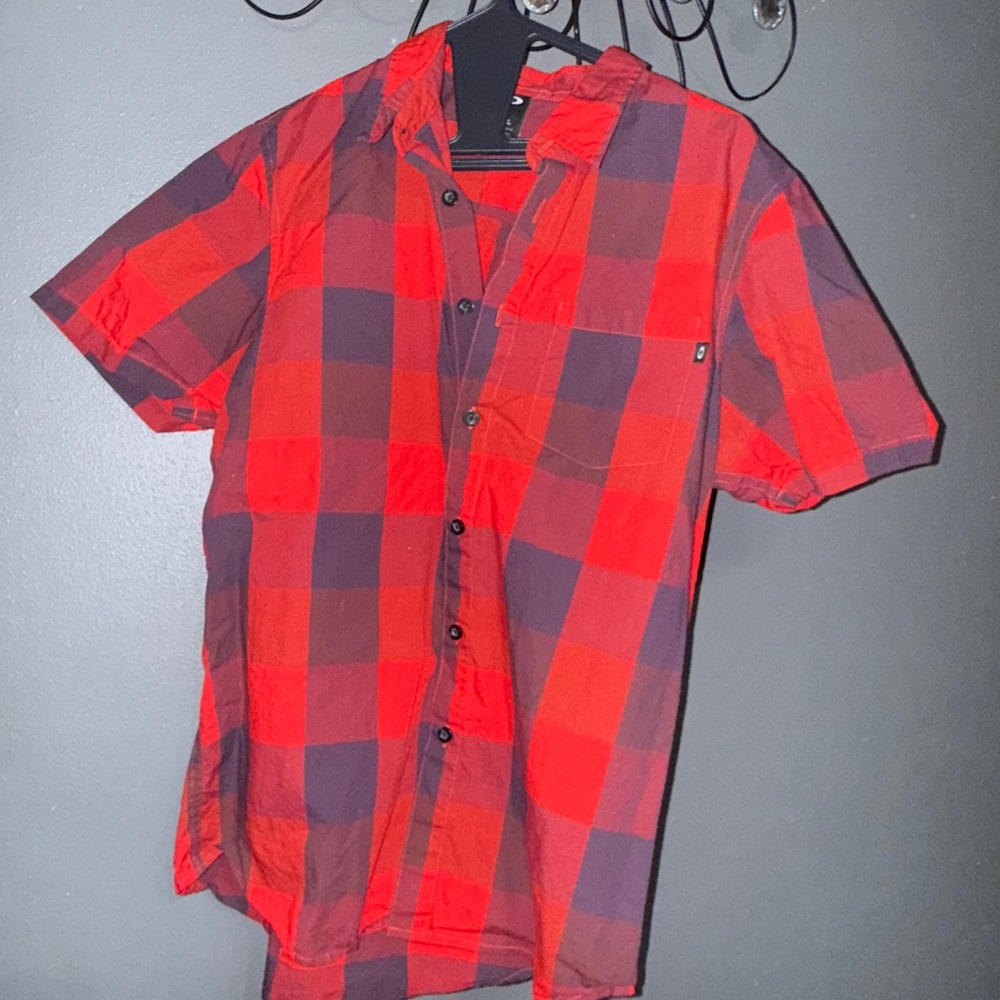 Oakley Red and Black Plaid Men's Shirt
